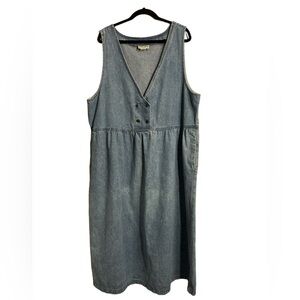 Saddlebred Sleeveless Denim V‑Neck Midi Dress in Light Blue